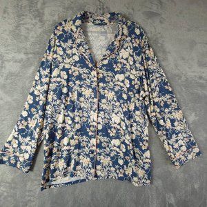 Nordstrom Womens Sleepwear Multicolor Floral Pajama Top Collared Plus 1X New